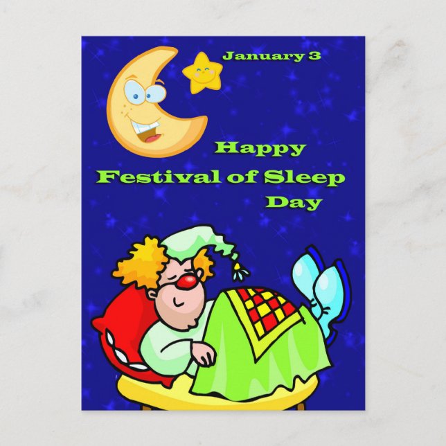 Happy Festival of Sleep Day January 3 Postcard (Front)