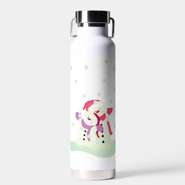 Happy Festive Snowman  Water Bottle (Front)