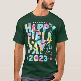 Happy Field Days Tie Dye Cute Dinosaur School Trip T-Shirt
