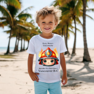 Happy firefighter mascot with flames T-Shirt