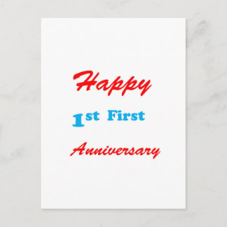 Happy FIRST ANNIVERSARY 1st Celebrations Blessings Invitation Postcard