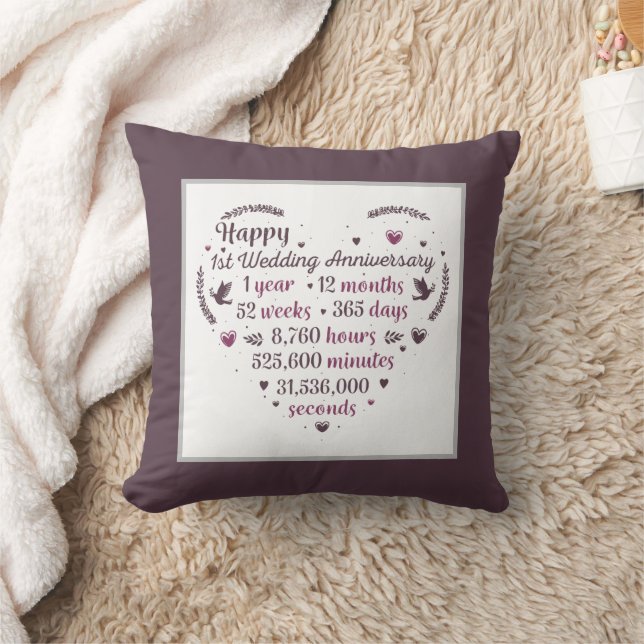 Happy First Anniversary word art Cushion (Blanket)