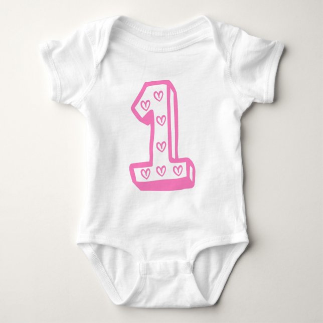 Happy First Birthday Baby Bodysuit (Front)