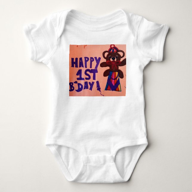 HAPPY first BIRTHDAY baby years Bodysuit (Front)
