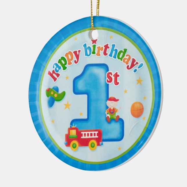 happy first birthday ceramic ornament (Left)