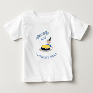 Happy First Birthday Cute Baby Boy Customised  Baby T-Shirt