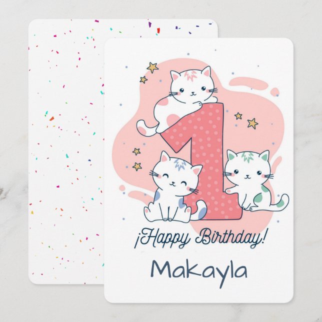 Happy First Birthday Holiday Card (Front/Back)