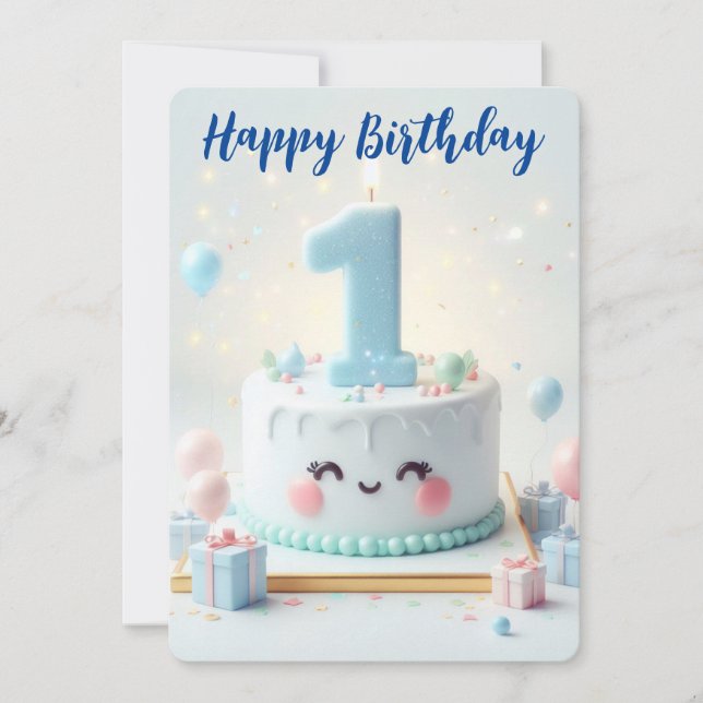 Happy First Birthday  Holiday Card (Front)