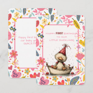 Happy First Birthday Our Little Duckling Invitation