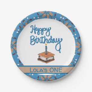 Happy First Birthday S’more   Paper Plate