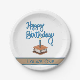 Happy First Birthday S’more Paper Plate