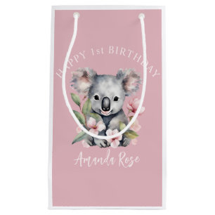 Happy First Birthday Watercolor Koala Small Gift Bag