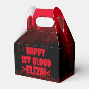 Happy First Blood Red Dripping Period Name Favour Box