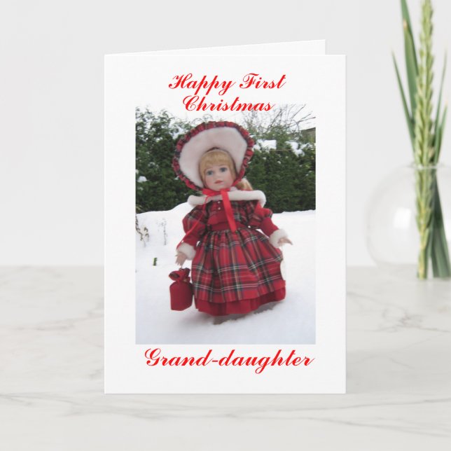 Happy first Christmas grand daughter Holiday Card (Front)