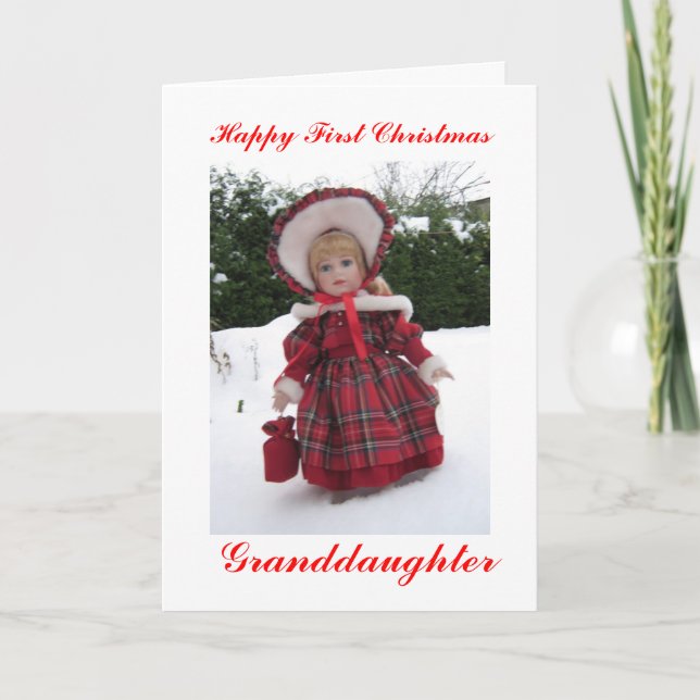Happy first Christmas granddaughter Holiday Card (Front)