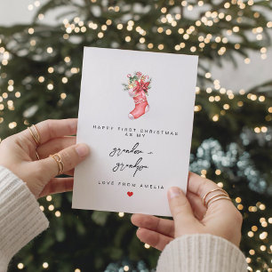 Happy First Christmas Grandparent Personalized Holiday Card