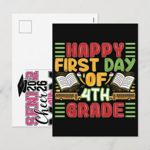 Happy First Day 4th Grade Senior 2026-2027 Holiday Postcard
