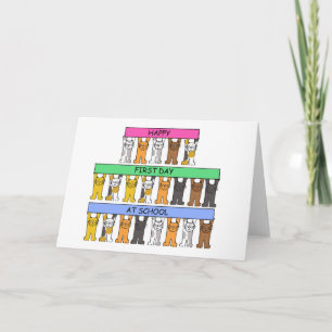 Happy First Day at School  Cartoon Cats Card