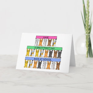 Happy First Day Back at School, Cartoon Cats. Card