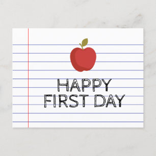 Happy First Day Back to School Apple Teacher Postcard