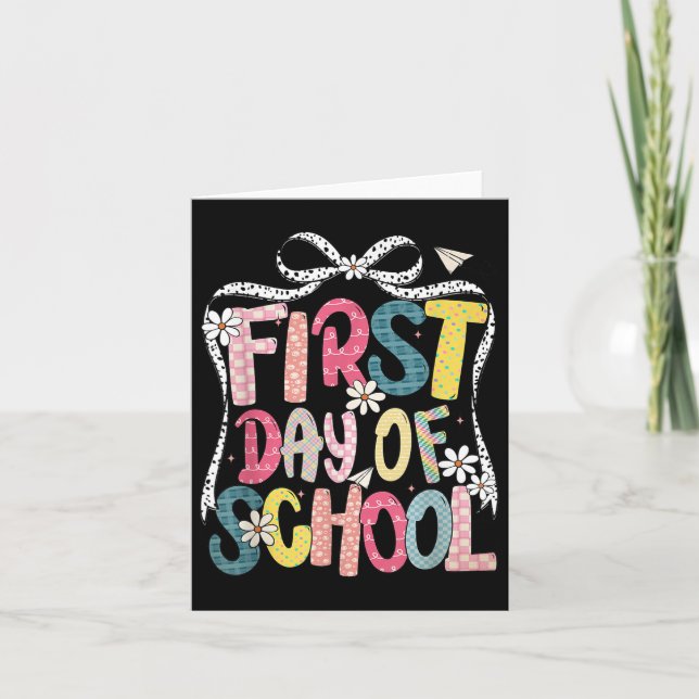 Happy First Day Back To School Coquette Bow Studen Card (Front)