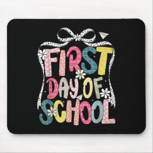 Happy First Day Back To School Coquette Bow Studen Mouse Pad