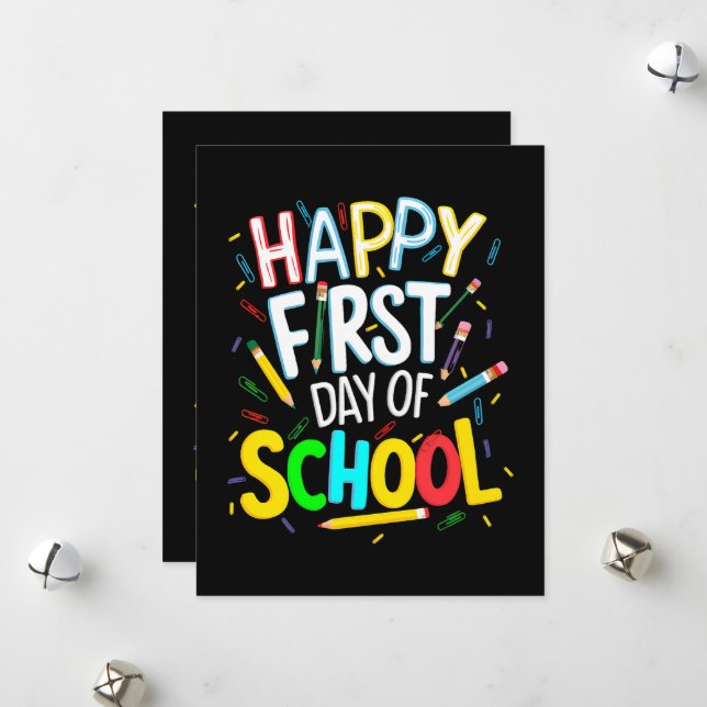 Happy First Day Back to School Holiday Card (Front/Back In Situ)