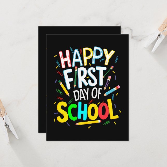 Happy First Day Back to School Invitation (Front/Back In Situ)