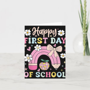 Happy First Day Back To School Pencil Teacher Girl Card