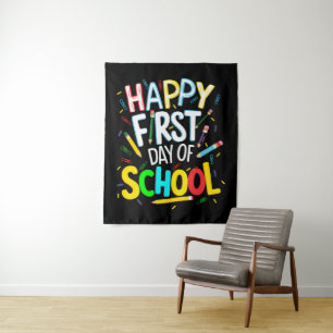 Happy First Day Back to School Tapestry