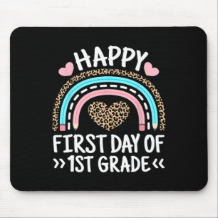 Happy First Day Of 1st Grade Leopard Rainbow Teach Mouse Pad