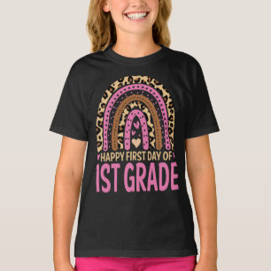 Happy First Day Of 1st Grade Rainbow Leopard T-Shirt