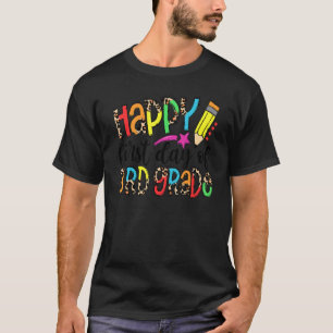 Happy First Day Of 3rd Grade Leopard Teacher Kids  T-Shirt