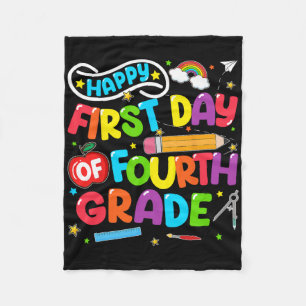 Happy First Day Of 4th Grade Back To School Teache Fleece Blanket