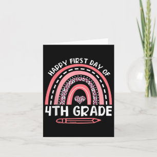 Happy First Day Of 4th Grade Leopard Rainbow First Card