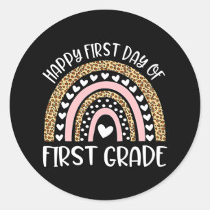 Happy First Day of 4th Grade Teacher Back To Schoo Classic Round Sticker