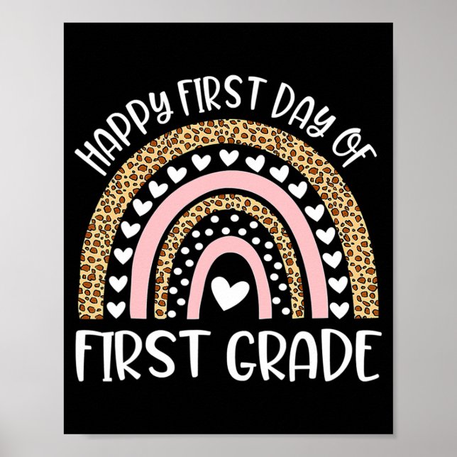 Happy First Day of 4th Grade Teacher Back To Schoo Poster (Front)