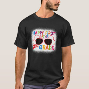 Happy First Day Of 7Th Grade Heart Sunglasses Back T-Shirt