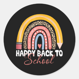 Happy First Day of Back to School Teacher Student  Classic Round Sticker
