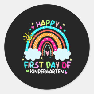 Happy First Day Of Kindergarten Back To School Classic Round Sticker