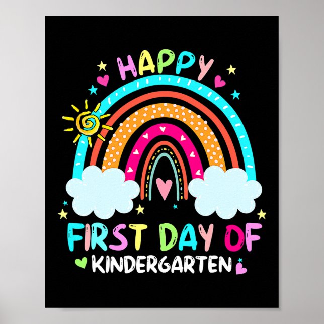 Happy First Day Of Kindergarten Back To School  Poster (Front)