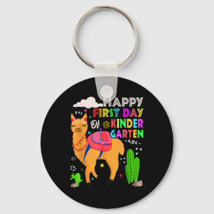 Happy First Day Of Kindergarten Llama Kids Back To Key Ring