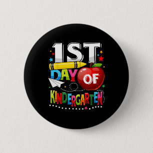 Happy First day of Kindergarten Teacher Fun Back T 6 Cm Round Badge