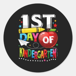 Happy First day of Kindergarten Teacher Fun Back T Classic Round Sticker