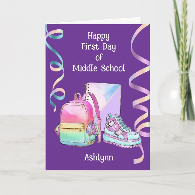 Happy First Day of Middle School for Daughter Card (Front)