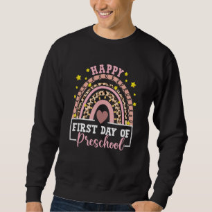 Happy First Day of Preschool Rainbow Leopard Teach Sweatshirt