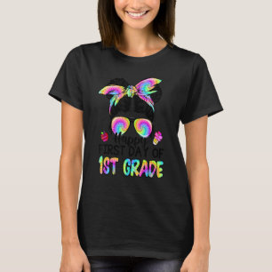 Happy First Day Of School 1st Grade Messy Bun Tie T-Shirt