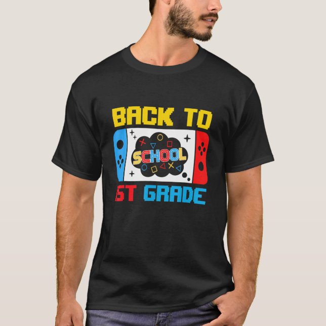 Happy First Day of School 1st Grade Retro Back To  T-Shirt (Front)