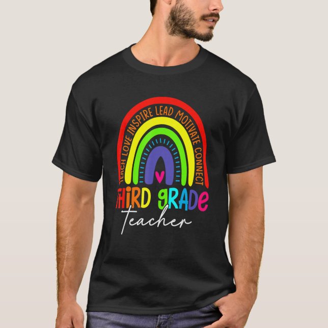 Happy First Day Of School 3rd Grade Rainbow Teache T-Shirt (Front)