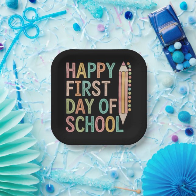 Happy First Day of School Back to School Paper Plate (Party)